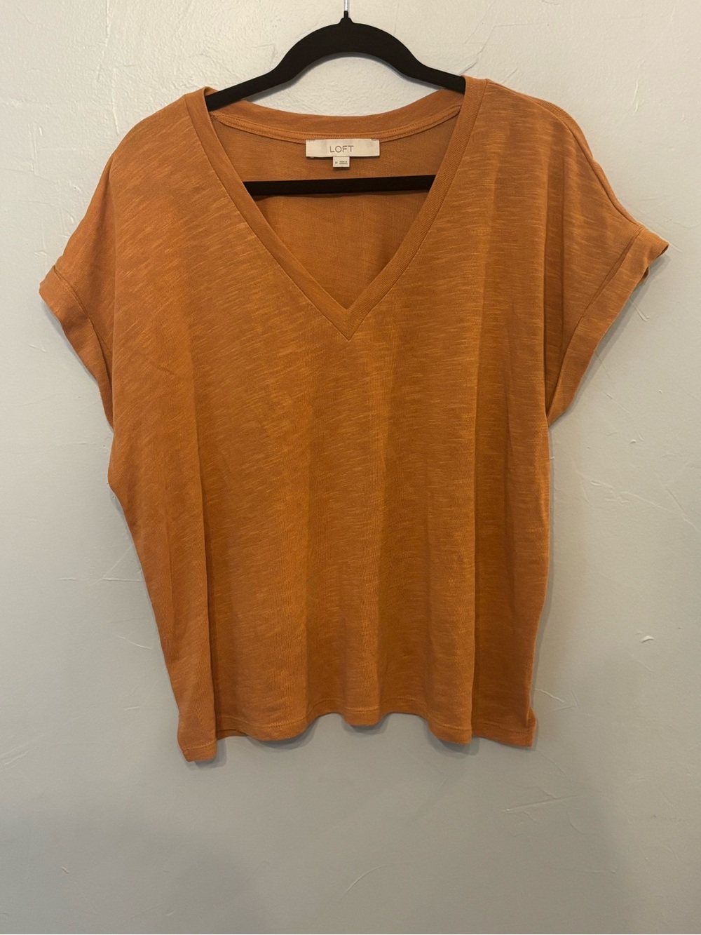 LOFT Short Sleeve V-Neck Tee in Burnt Orange
